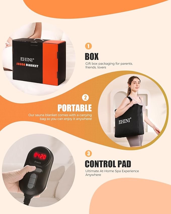 Infrared Sauna Blanket-Sauna Blanket for Home Use, Portable Design for Relaxation and Detoxification Highest 176℉, 20-60 Minutes Timer, 6 ft x 2.65 ft（Pitch-Black）-StrideForce Fitness