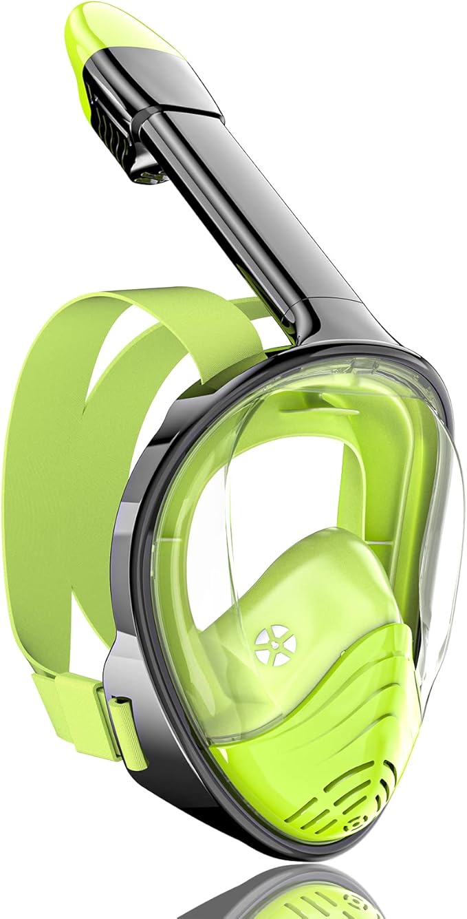 QingSong Full Face Snorkel Mask for Adults, Snorkeling Gear with Camera Mount, 180 Degree Panoramic View Snorkel Set Anti-Fog Anti-Leak-StrideForce Fitness