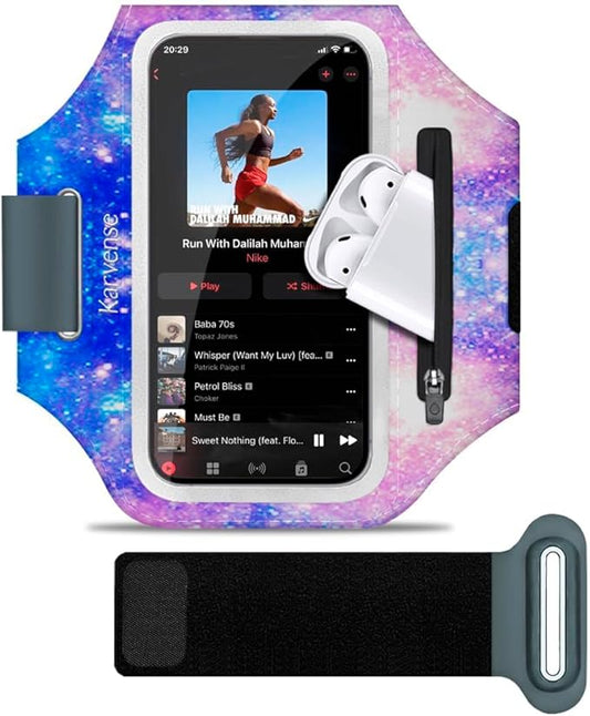 Arm Band for Phone for Running, Phone Holder for Running for iPhone & Samsung Galaxy, Cell Phone Armband Holder for Walking, Gym, Workout, w/Adjustable Strap & Zipper Pocket (Purple-S)-StrideForce Fitness