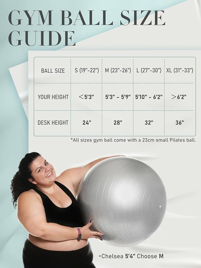 Yoga Ball for Exercise, Pilates Set, 4 Sizes Fitness Ball for Workout, Birthing, Pregnancy, Physical Therapy- Pump Included-StrideForce Fitness
