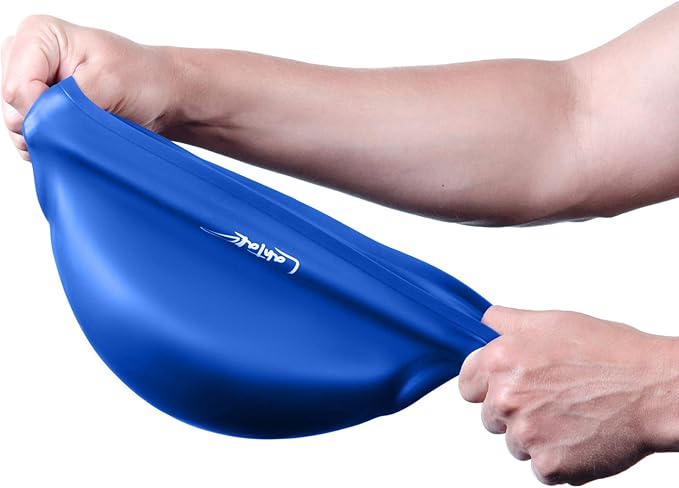 3D Swim Caps - Ear Protection Swimming Cap for Women & Men - Silicone, Waterproof - Fits Long & Short Hair - Adult & Youth-StrideForce Fitness