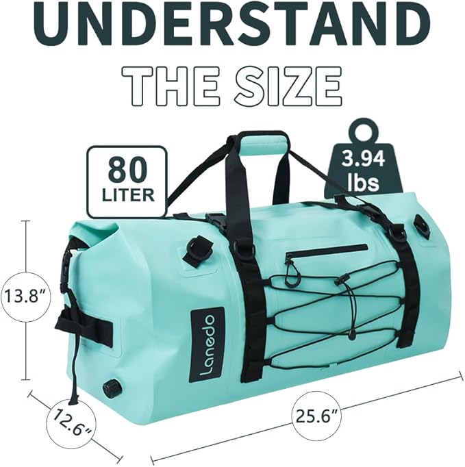 80L Dry Bag Large Waterproof Bag Roll-Top Heavy Duty Fishing Duffel Bag with Durable Straps & Handles for Kayaking Paddle boarding Boating Rafting Fishing-StrideForce Fitness
