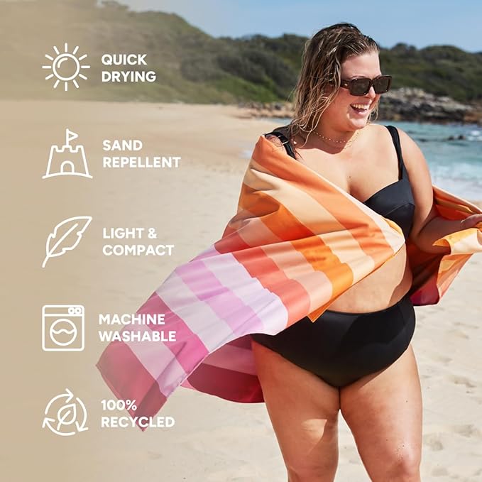 Dock & Bay Quick Drying Towel - for Sports & Gym - Compact, Lightweight - 100% Recycled - Includes Bag - Summer - Miami Sorbet, Extra Large (200x90cm, 78x35)-StrideForce Fitness