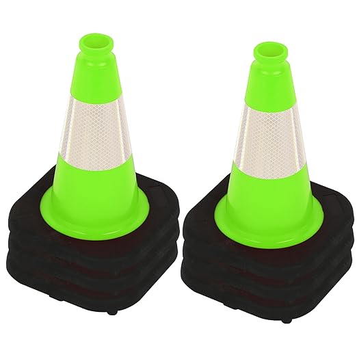 OrangeStar 12" Traffic Cones 6-Pack, Green Safety Cones with Reflective Collar & Heavy Duty Base for Driving Practice, Parking Lots, Roadwork, Construction, Indoor & Outdoor Use-StrideForce Fitness