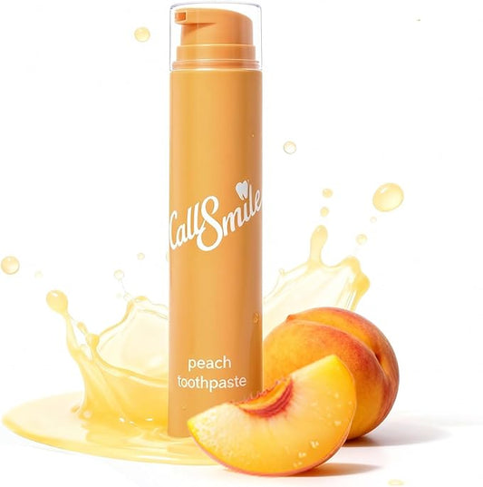 CALLSMILE Fluoride-Free Toothpaste, Easy-Press Pump, 60g - Fruity Flavors, No SLS, Non-Toxic, No Sweeteners, for Adults & Kids, Gentle for Sensitive Teeth, Peach-Flavored