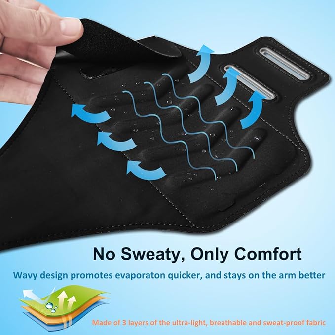 Arm Band for Phone for Running, Phone Holder for Running for iPhone & Samsung Galaxy, Cell Phone Armband Holder for Walking, Gym, Workout, w/Adjustable Strap & Zipper Pocket (Black-S)-StrideForce Fitness