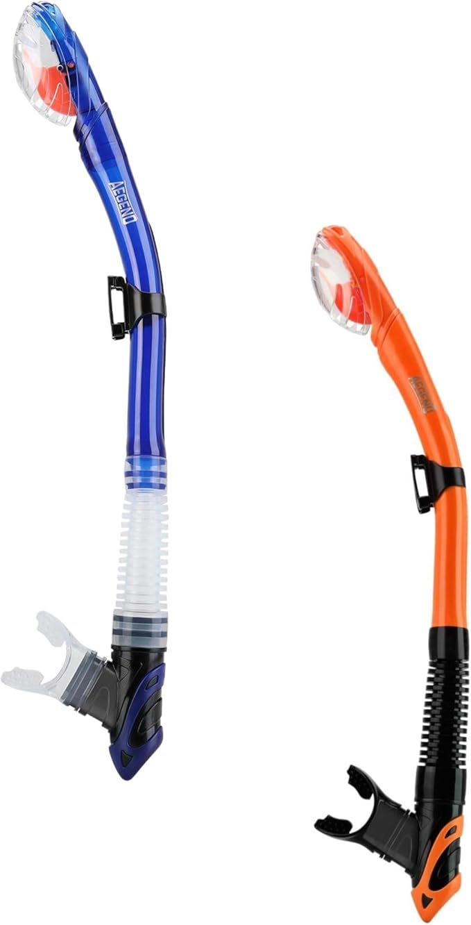 Aegend Dry Snorkel, Dive Mask Easy-Breath Free Diving Snorkel for Snorkeling Scuba Diving Freediving Swimming, with Top Dry Valve and Food-Grade Silicone Mouthpiece-StrideForce Fitness