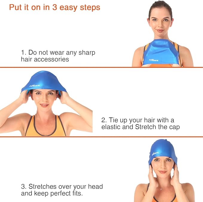 Firesara Swim Cap, Original Updated Swimming Cap 3D Ergonomic Design Comfortable Durable Ear Protection for Women Kids Men Adults Boys Girls for Long or Short Hair with Nose Clip and Ear Plugs-StrideForce Fitness