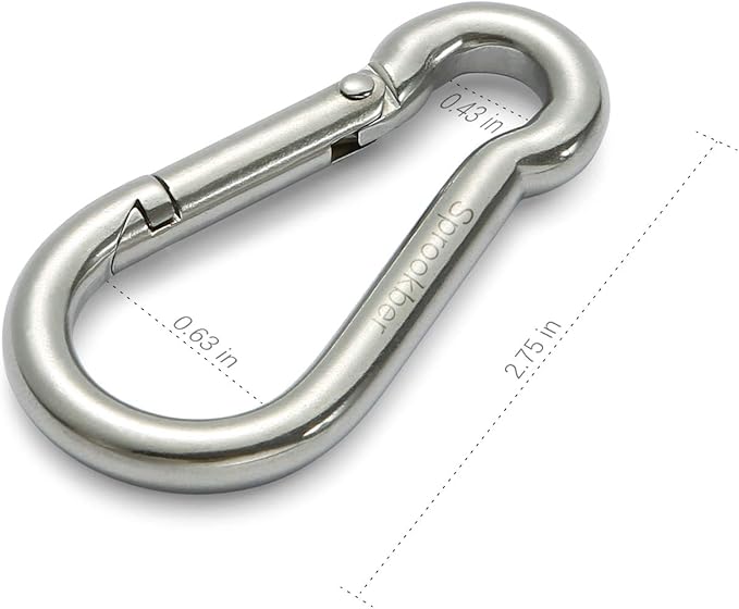 sprookber Stainless Steel Carabiner Spring Snap Hook - 304 Stainless Steel Heavy Duty Clips, Set of 4-StrideForce Fitness