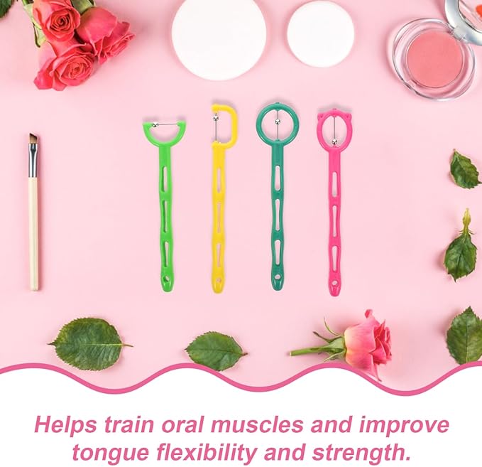 Garneck 4pcs Kids Tongue Exerciser: Oral Muscle Motor Trainer for Speech Therapy - Child Tongue Thrust Corrector Retaining Stabilizing Device