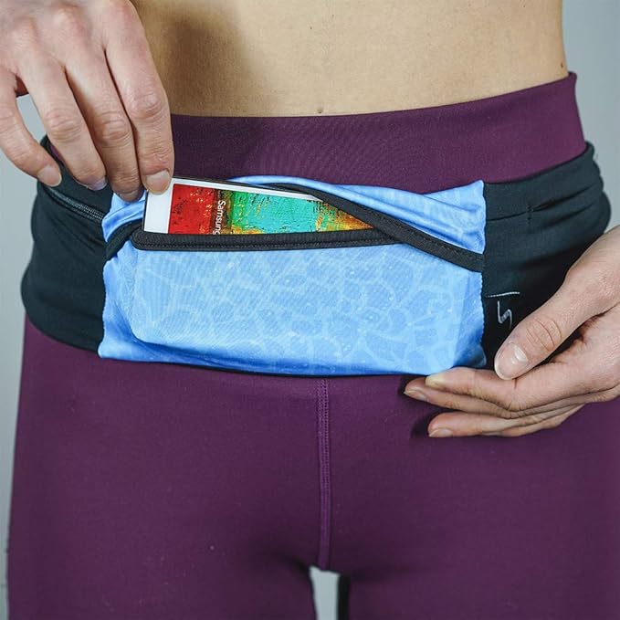 3 Pocket Adjustable Running Belt Waist Pack, Fanny Pack For Working Out With Sweat Resistant Backing, Holds All iPhone Models-StrideForce Fitness