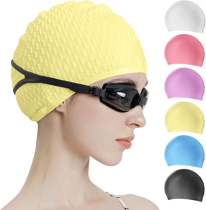 Tripsky Silicone Swim Cap,Comfortable Bathing Cap Ideal for Curly Short Medium Long Hair, Swimming Cap for Women and Men, Shower Caps Keep Hairstyle Unchanged…-StrideForce Fitness