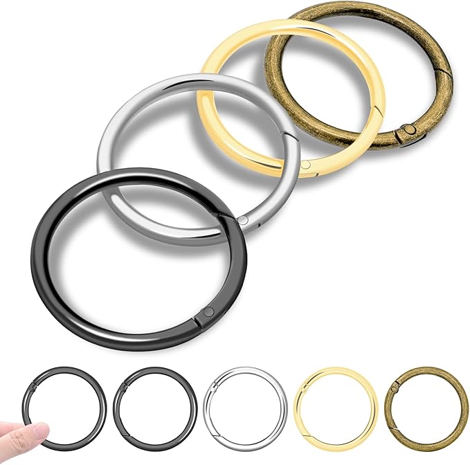 12Pack 2" Large Round Carabiner Clips, Metal Spring O Rings for Organizer Key Rings, Paracord Keychain Lanyard, Pet Chains, Purse Hardware, Key Snap Hooks DIY Accessory (Assorted)-StrideForce Fitness