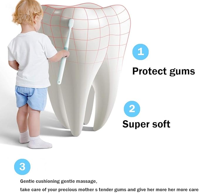 DI QIU REN Extra Soft Toothbrush for Sensitive Gums, Manual Toothbrush with 8 Tubes of 10000 Soft Floss Bristle for Gum Care (Blue & Pink & White & Black)