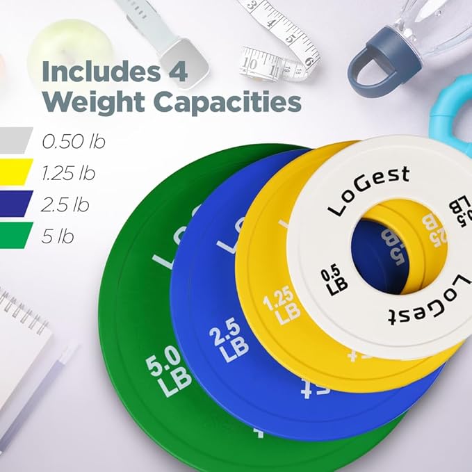 LoGest Olympic Change Weight Plates Set - For Weightlifting, Powerlifting or Gymnastics - 8-Piece Set Fractional Weight Plates - 0.5LB 1.25LB 2.5LB 5LB Pair Cross Training Bumper-StrideForce Fitness