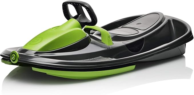 Snow Sled for Kids, Adults - Toboggan Sled, Easy Turning Steering Wheel, Anti-Slip Seat, Pull Up Brake, Durable Plastic Sled, Lightweight, Snow Sleds, Age 3+ 260 lbs-StrideForce Fitness