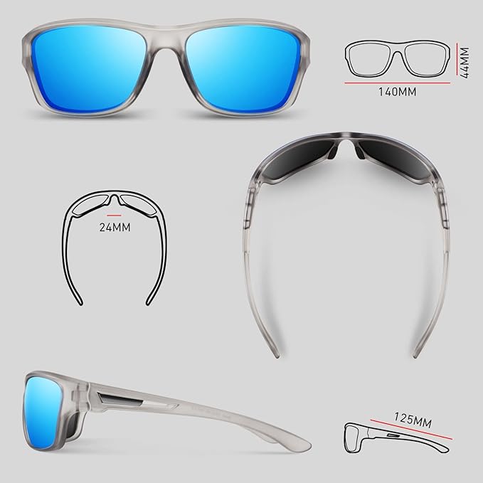 Polarized Sports Sunglasses for Men Women,Fishing Driving Rectangular Goggles UV400 Protection-StrideForce Fitness