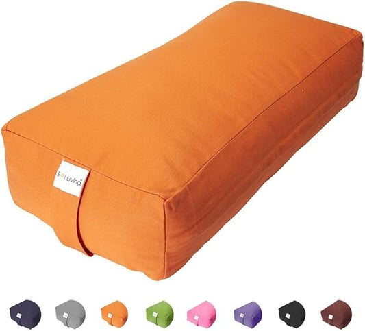 Sol Living Yoga Bolster Pillow Rectangular Meditation Cushion Cotton Meditation Accessories for Restorative Yoga Meditation Pillow Yoga Pillow Firm Body Pillow Bolster Pillow for Legs Removable Cover-StrideForce Fitness
