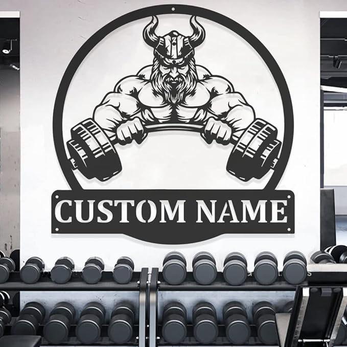 Custom Name Gym Metal Sign Personalized Fitness Wall Art Decor for Home, Workout Room, Garage, Powerlifting Center, Motivational Gift for Women, Men, Dad, Papa, Grandpa, Mother, Sister, Girls-StrideForce Fitness