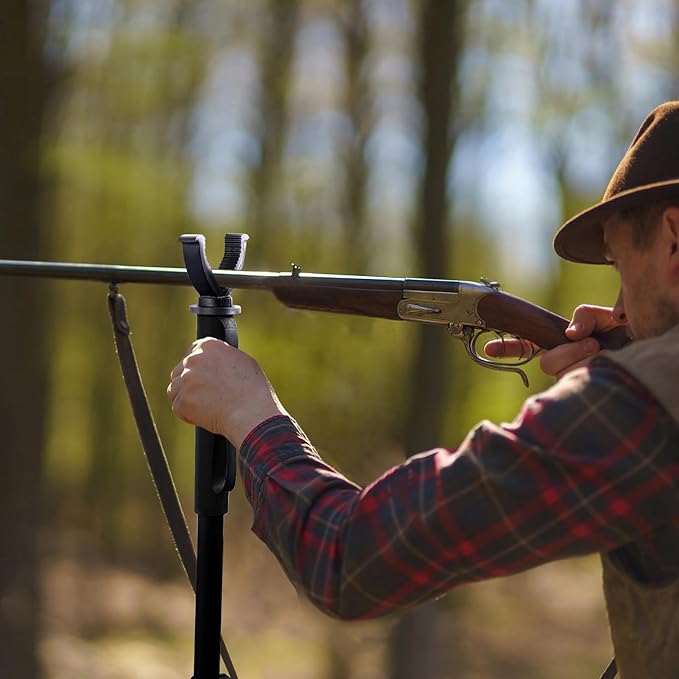 Shooting Stick with V Yoke, 22-62 inches Adjustable Aluminum Shooting Monopod for Hunting Rifles-StrideForce Fitness