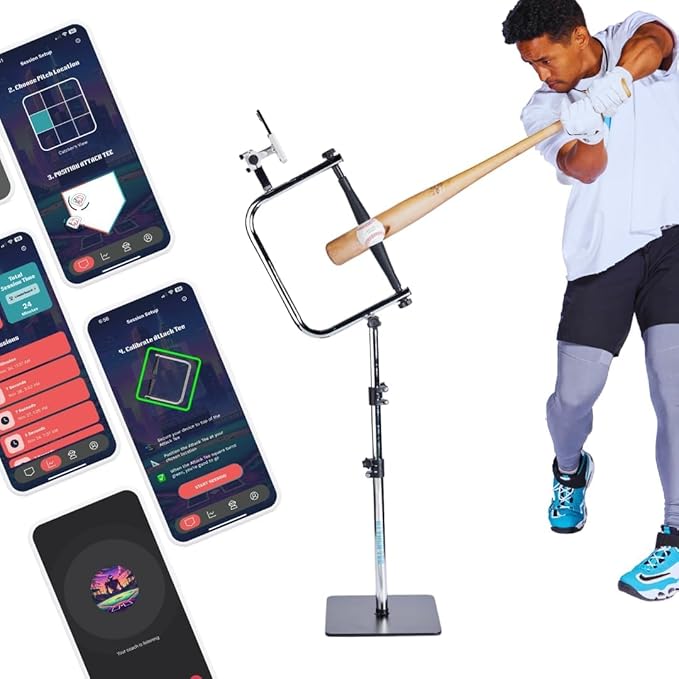 Baseball and Softball Batting Swing Trainer, Attack Tee Helps Master Your Own Perfect Swing Path with AI App Swing Trainer, Perfect for Softball or Baseball Batting-StrideForce Fitness