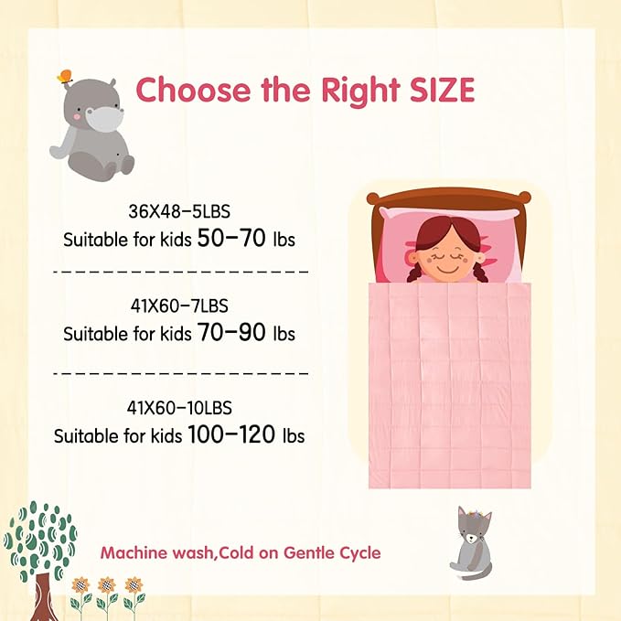 yescool Weighted Blanket (10 lbs, 41" x 60", Pink Grey) Cooling Heavy Blanket for Sleeping Perfect for 90-110 lbs, Breathable Blanket with Premium Glass Bead, Machine Washable-StrideForce Fitness