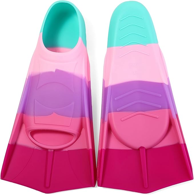 Kids Swim Fins,Short Kids Fins Youth Swimming Flippers for Lap Swimming Training for Children Girls Boys Beginners-StrideForce Fitness