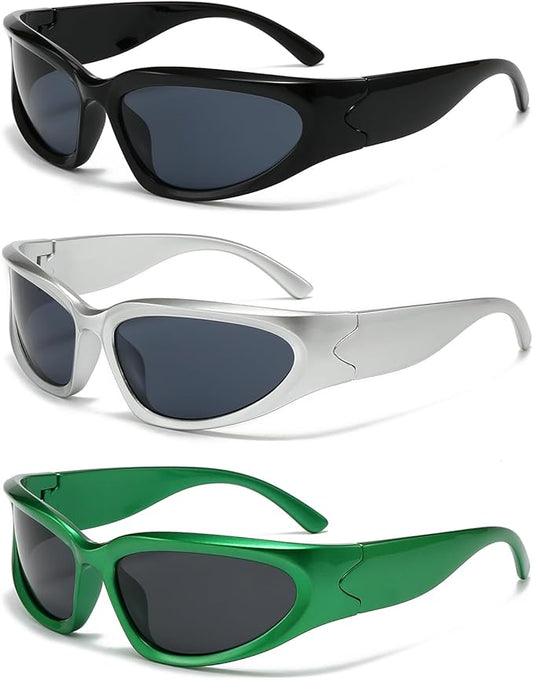 SOAR&EAGLE Y2K 3Pack Polarized sunglasses Wrap Around Men's Women's sunglasses Fashion Sport Shades Sun Glasses-StrideForce Fitness
