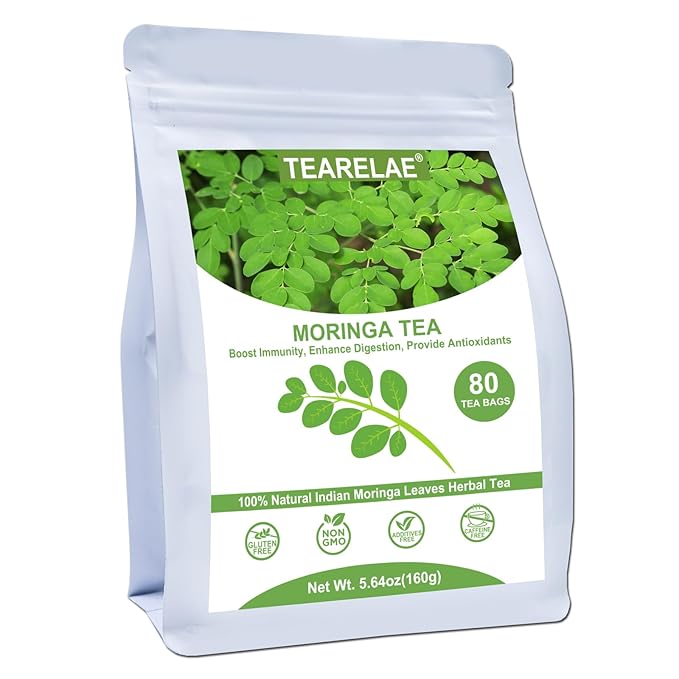 TEARELAE - Moringa Tea - 2g x 80 Count - Premium Moringa Leaves Tea Bags - Boost Immunity, Aid in Digestion - Non-GMO - Caffeine-Free-StrideForce Fitness