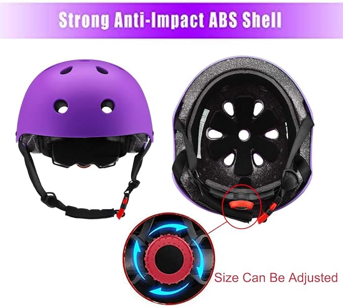 Adjustable Helmet for Ages 5-16 Kids Toddler Boys Girls Youth,Protective Gear with Elbow Knee Wrist Pads for Multi-Sports Skateboarding Bike Riding Scooter Inline skatings Longboard Roller Skate-StrideForce Fitness