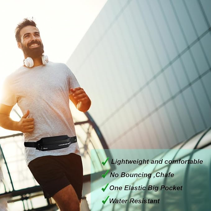 Slim Running Belt for Women Men,Runners Fanny Pack Phone Holder,Running Pouch Waist bag for Workout Jogging,Money Belt Running Gear Accessories-StrideForce Fitness