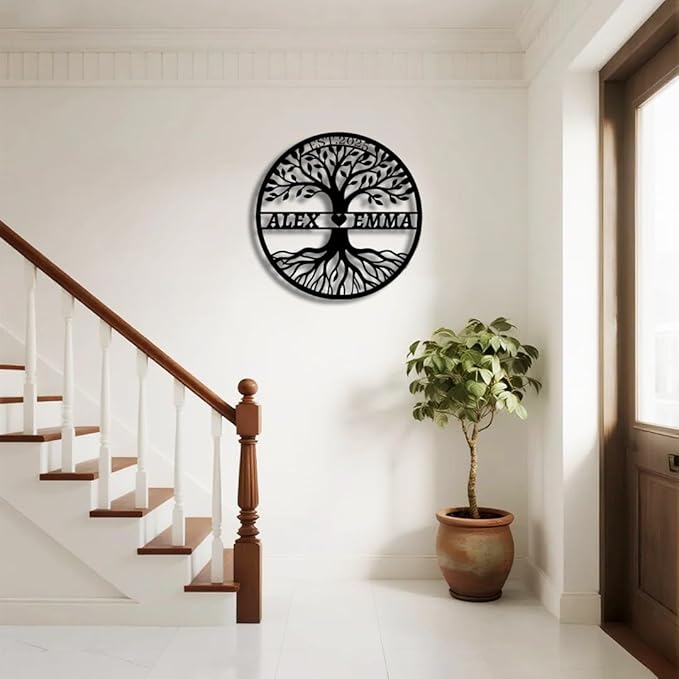 Personalized Tree of Life Metal Name Sign | Custom Metal Signs | Family Wall Art | Wedding Gift & Anniversary | Indoor Decor Gift for Women, Men, Wife, Parents, Couple-StrideForce Fitness