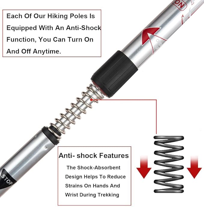 Aihoye Hiking Trekking Poles, 2 Pack Collapsible, Lightweight, Anti Shock, Walking Sticks, Adjustable Hiking Pole for Men and Women-StrideForce Fitness