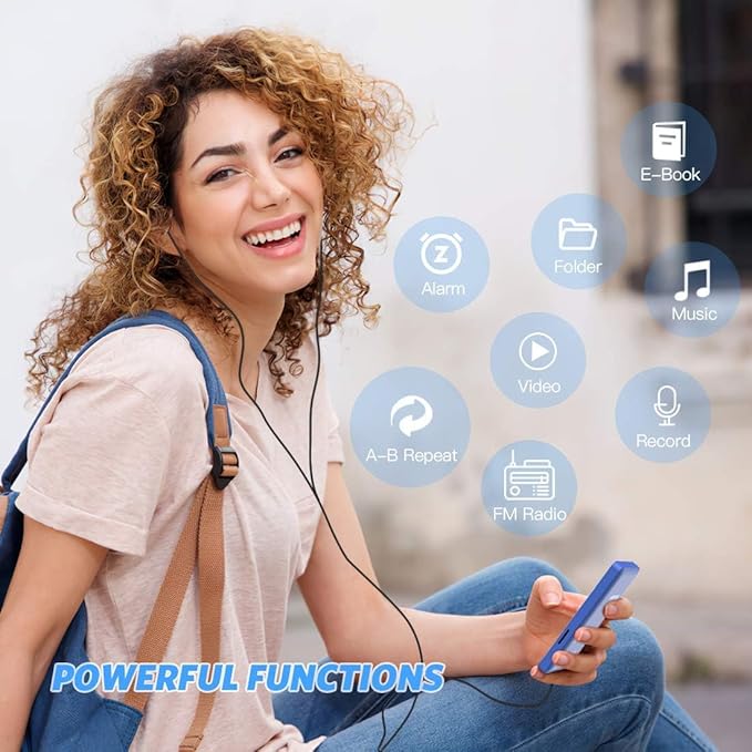 AGPTEK A02PL 64GB MP3 Player, 70 Hours Playback Lossless Sound Music Player, Supports up to 128GB(Deep Blue)-StrideForce Fitness