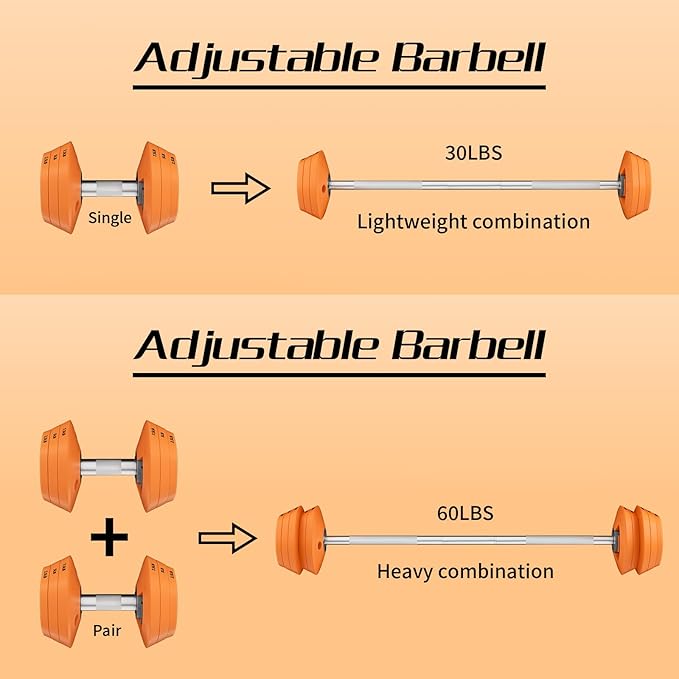 SKOK 25/55 lbs Pair Adjustable Dumbbells Set, Adjustable Weights Dumbbells Set for Men and Women with Anti-Slip Fast Adjust Weight by Turning Handle,Black Dumbbell with Tray-StrideForce Fitness