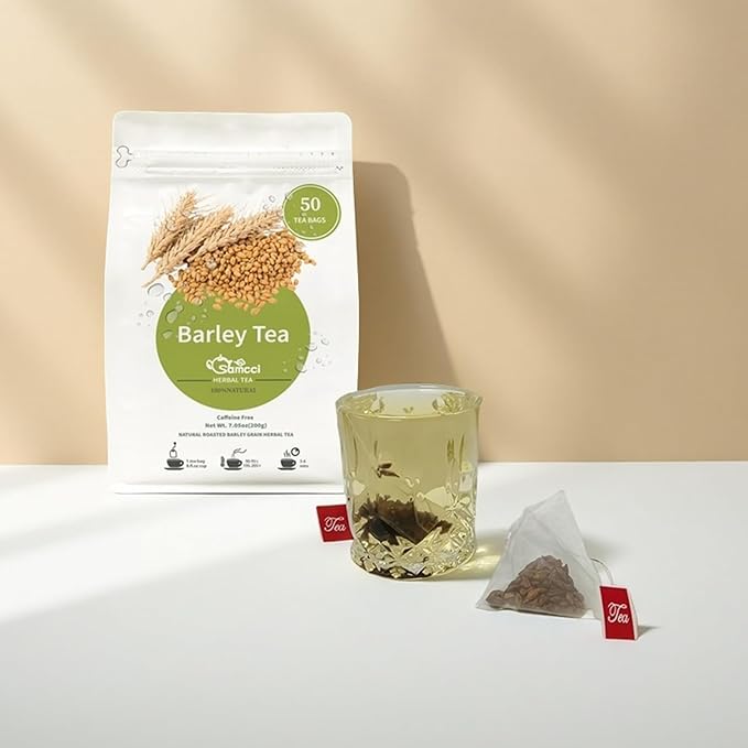 Samcci - Barley Tea, 4g×50 Count Premium Natural Roasted Barley Tea Bags - Non-GMO - Caffeine-Free - Sugar Free - Mugicha -Nutty - Digestion Support & Rich in Nutrition-StrideForce Fitness