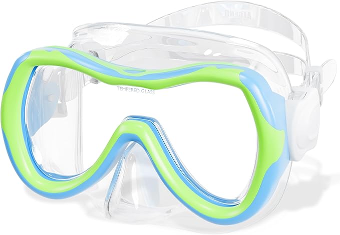 Aegend Kids Swim Mask Goggles, Tempered Glass 180° HD Wide View with Nose Cover-StrideForce Fitness