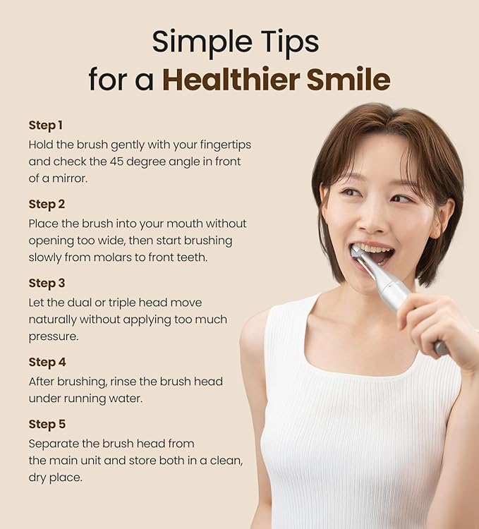 Premium Korean Toothbrush Rose Gold 3 Pack - Dual Head Soft Bristle for Sensitive Gum Care Oral Hygiene