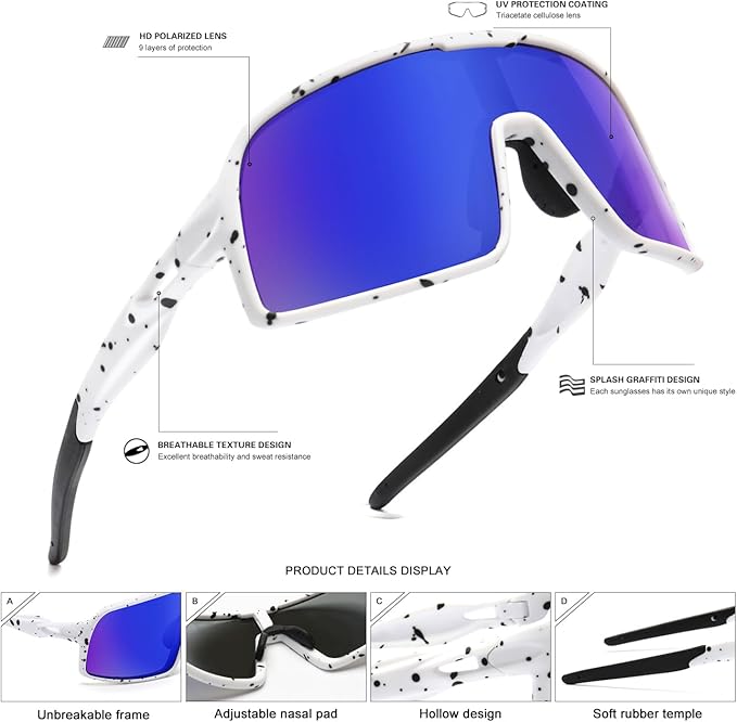 Polarized Sports Sunglasses for Men and Women Cycling Glasses UV Protection Goggles for Mountain Bike Running Fishing-StrideForce Fitness