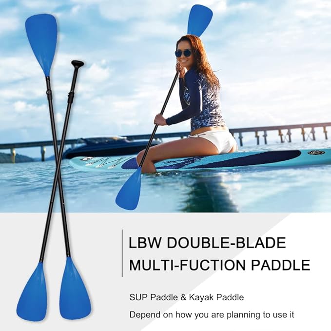LBW SUP Paddle Board Paddle Stand up Paddleboard Paddles - 3-Piece or 4-Piece Floating Alloy Portable SUP Kayak Paddle Adjustable 2-Sided Paddle-StrideForce Fitness