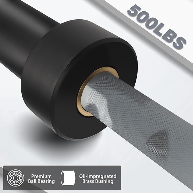 7ft Olympic Barbell for Strength Training and Olympic Weightlifting, 500 700 1000LBS Capacity Available, 2 Inch Bar for Squats, Home Gym Fitness Equipment, Bench Press, Deadlift,Powerlifting-StrideForce Fitness