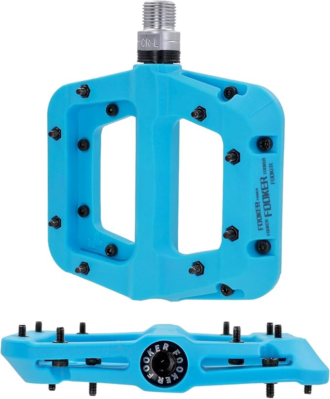 FOOKER MTB Pedals Mountain Bike Pedals 3 Bearing Non-Slip Lightweight Nylon Fiber Bicycle Platform Pedals for BMX MTB 9/16"-StrideForce Fitness