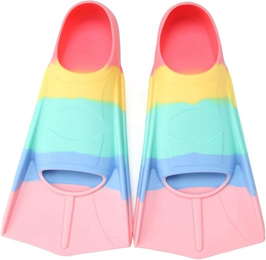 Kids Swim Fins,Short Kids Fins Youth Swimming Flippers for Lap Swimming Training for Children Girls Boys Beginners-StrideForce Fitness