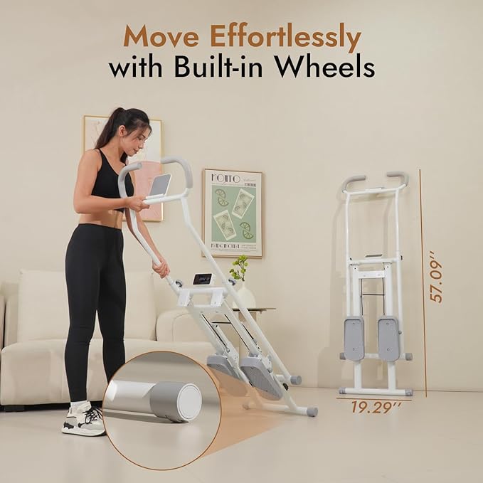 Stair Stepper with Adjustable Resistance - Stair Climber for Home Gym, Folding Cardio Machine with Extended Step Range, Adjustable Handlebar & Pedals, Tablet Holder by MACYO-StrideForce Fitness