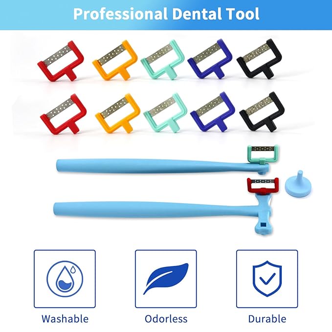 Complete IPR Kit for Orthodontic Treatment, Interproximal Enamel Reduction Set with Manual Handpiece and Assorted Polishing Strips | Dental Tool for Space Creation and Tooth Gapping Contouring