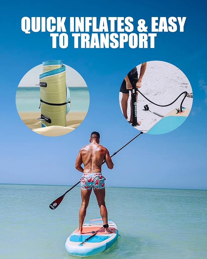 Highpi Inflatable Stand Up Paddle Board for Youth and Adults – Wide Sup with Premium Accessories, Blow Up Paddleboard for Surfing, Fishing, Yoga & More-StrideForce Fitness