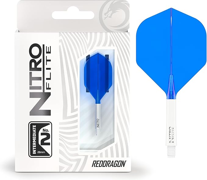 RED DRAGON Darts – Nitro Flite Integrated Flight & Shaft System – No.2 Shape and Design - Available in Short, Intermediate & Medium - Available in Variety of Colours - Professional Darts Accessories-StrideForce Fitness