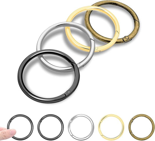 10Pack 1-1/2" Large Round Carabiner Clips, Metal Spring O Rings for Organizer Key Rings, Paracord Keychain Lanyard, Pet Chains, Purse Hardware, Key Snap Hooks DIY Accessory (Assorted)-StrideForce Fitness