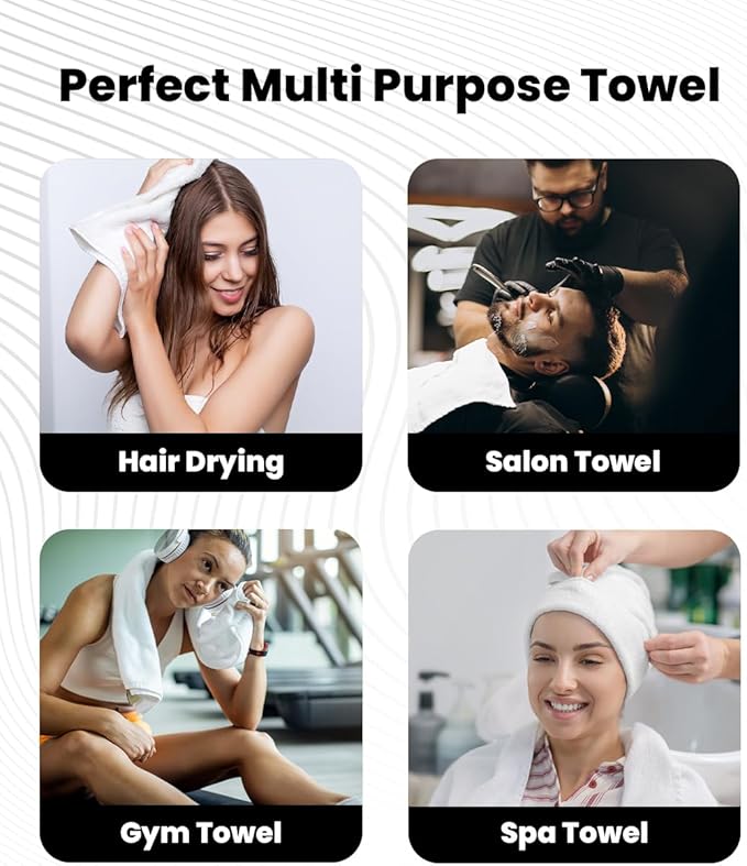 Avalon Salon Towel - White Hand Towels Bulk Pack of 24-100% Cotton Absorbent Spa, Facial & Gym Towels for Working Out - 16x27 Inches (Not Bleach Proof)-StrideForce Fitness