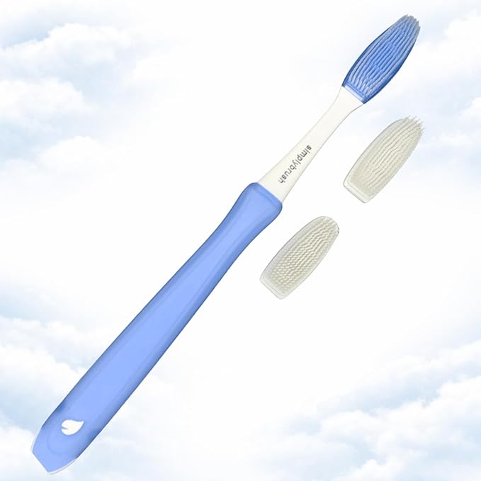 Extra Soft Toothbrush for Adults - Soft TPU Bristle for Sensitive Gums | Includes Travel Covers for Brush Heads (3 Brush Heads Total - Lasts up to 1 Year)